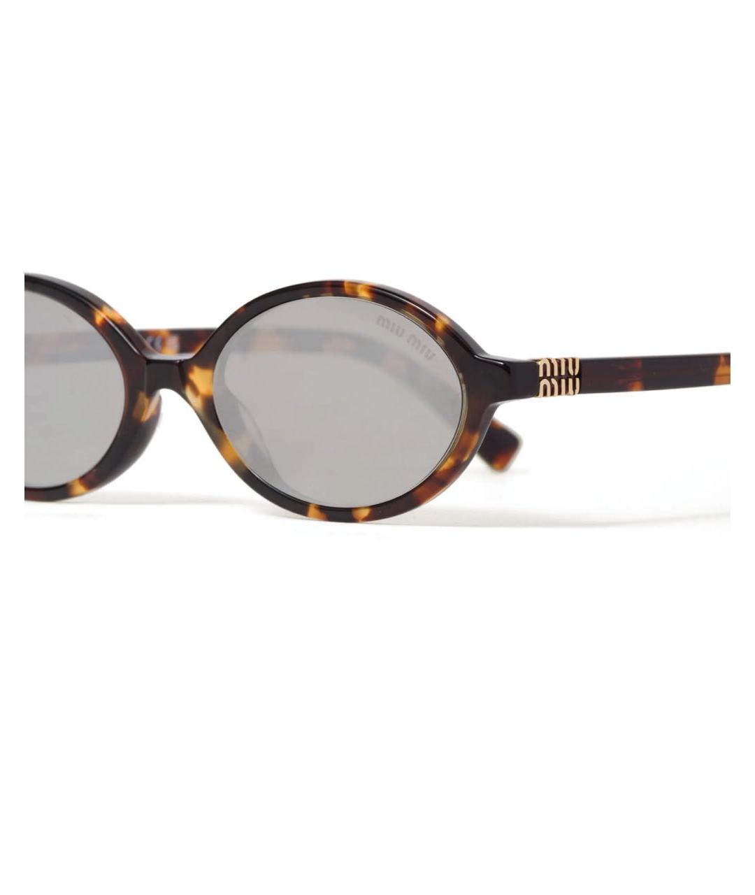 MIU MIU Коричневые пластиковые солнцезащитные очки, фото 3