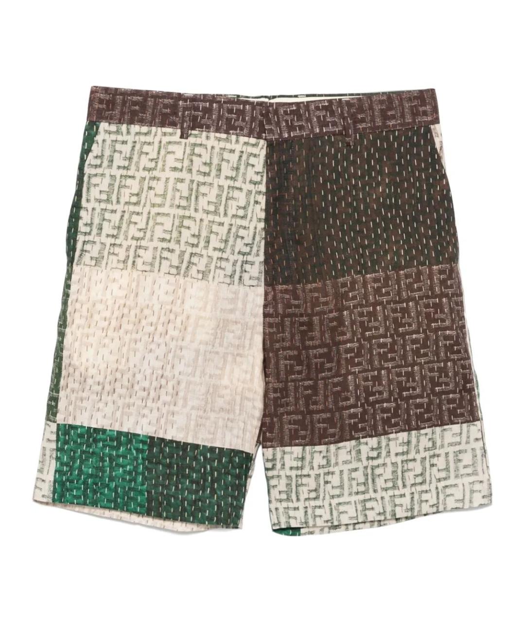 FENDI Мульти льняные шорты, фото 1