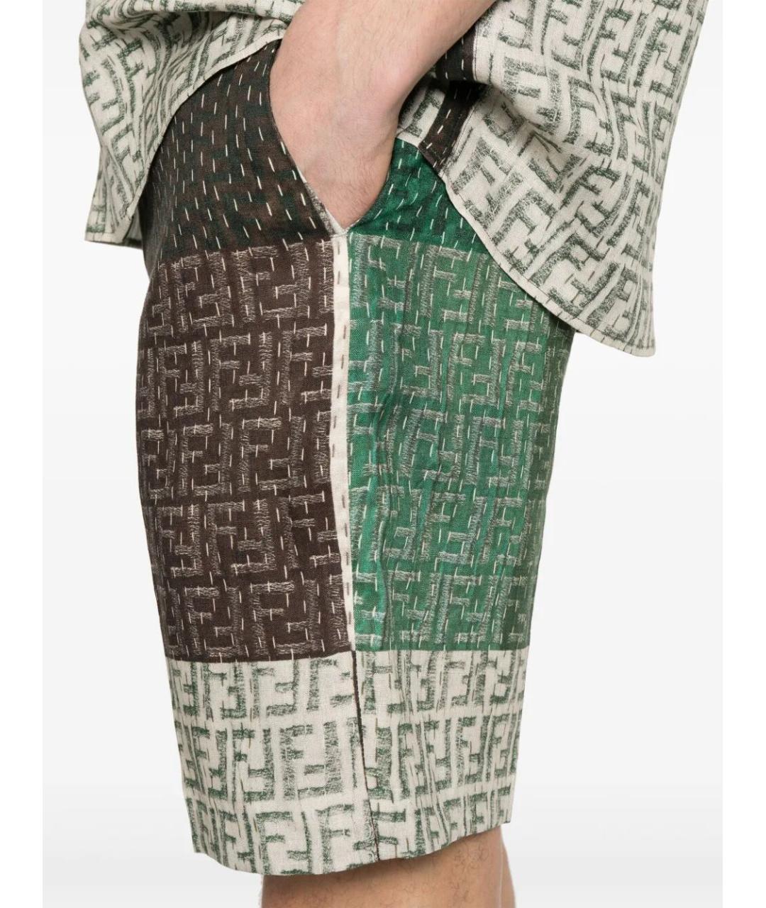 FENDI Мульти льняные шорты, фото 4