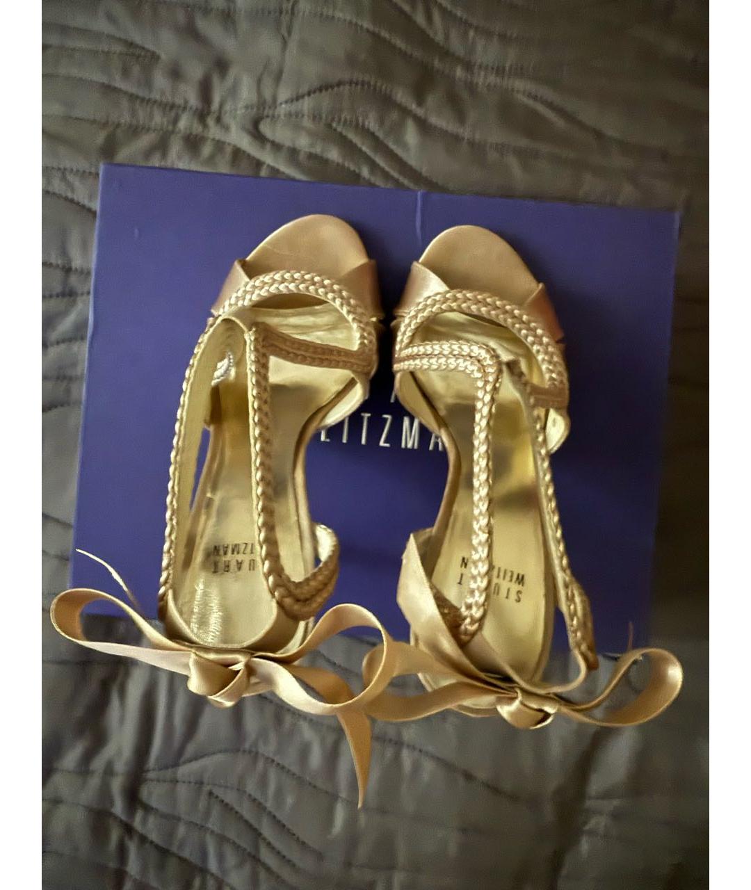 STUART WEITZMAN Бежевые кожаные босоножки, фото 3