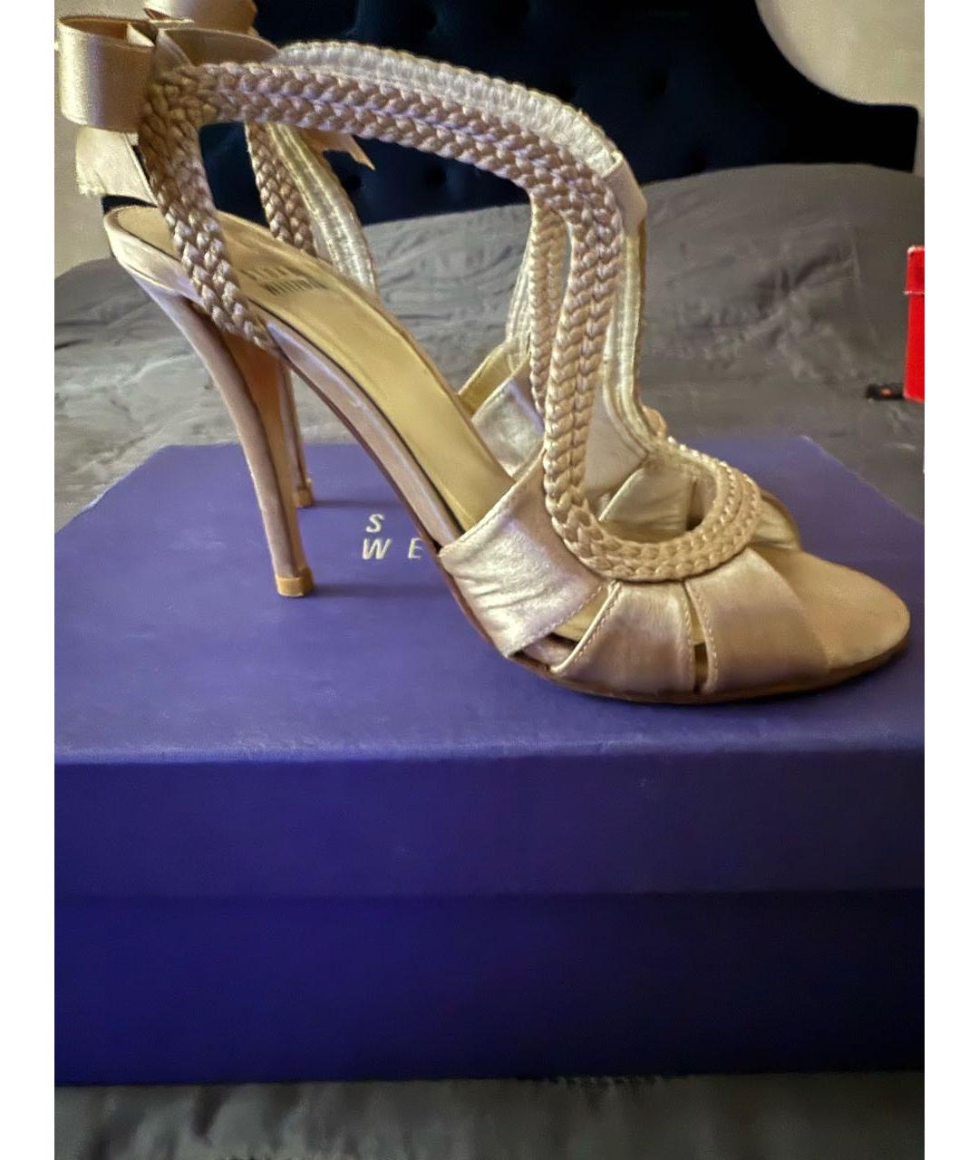 STUART WEITZMAN Бежевые кожаные босоножки, фото 6
