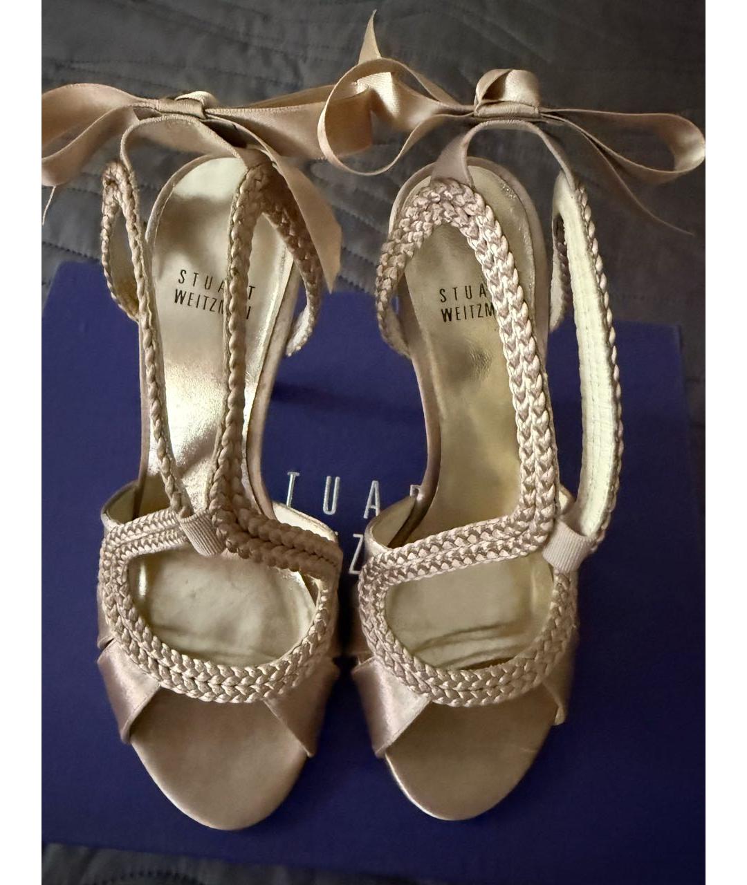 STUART WEITZMAN Бежевые кожаные босоножки, фото 2