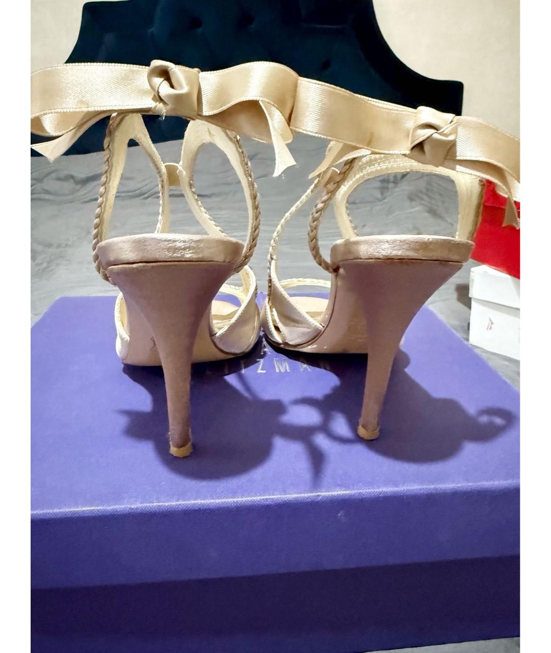STUART WEITZMAN Бежевые кожаные босоножки, фото 4
