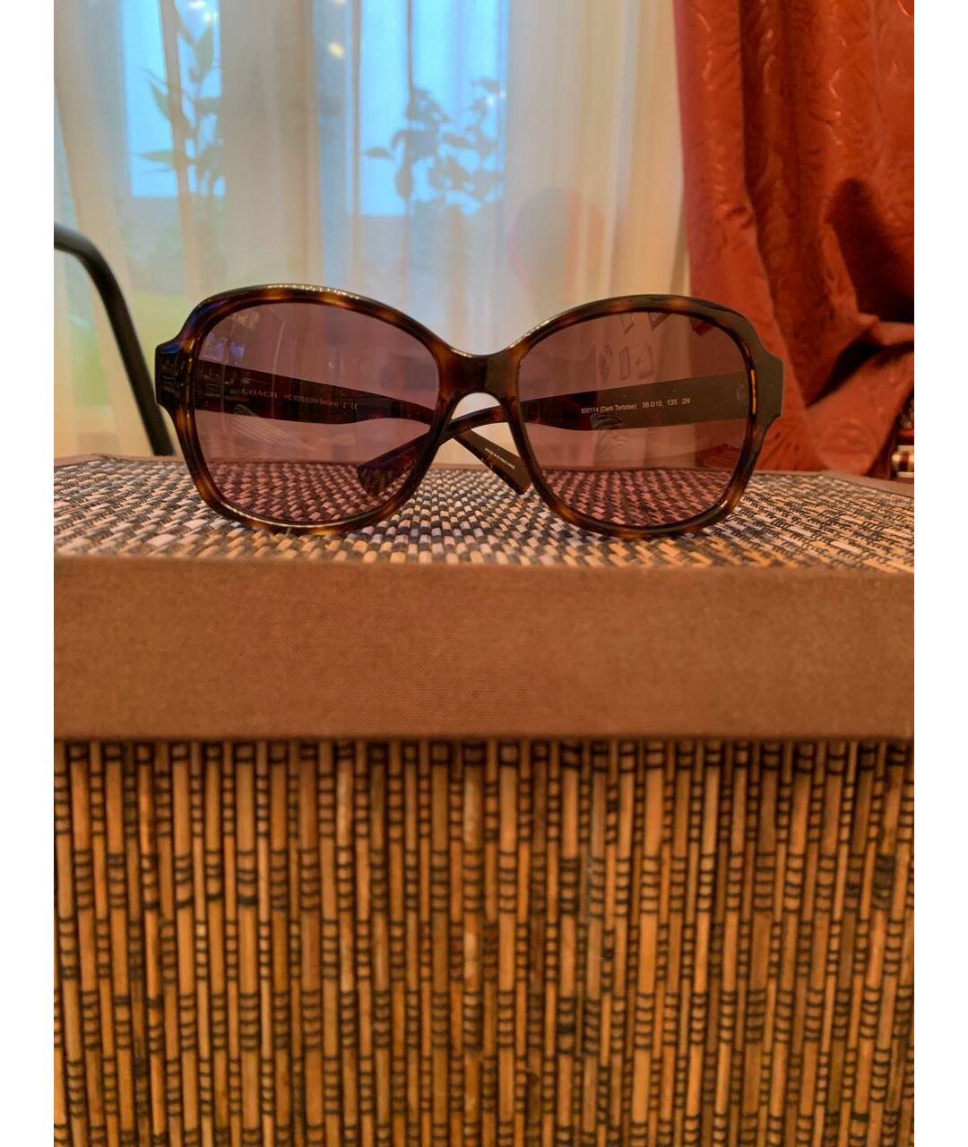 COACH Коричневые пластиковые солнцезащитные очки, фото 6