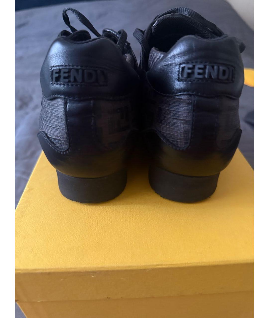 FENDI Коричневые кожаные кроссовки, фото 4