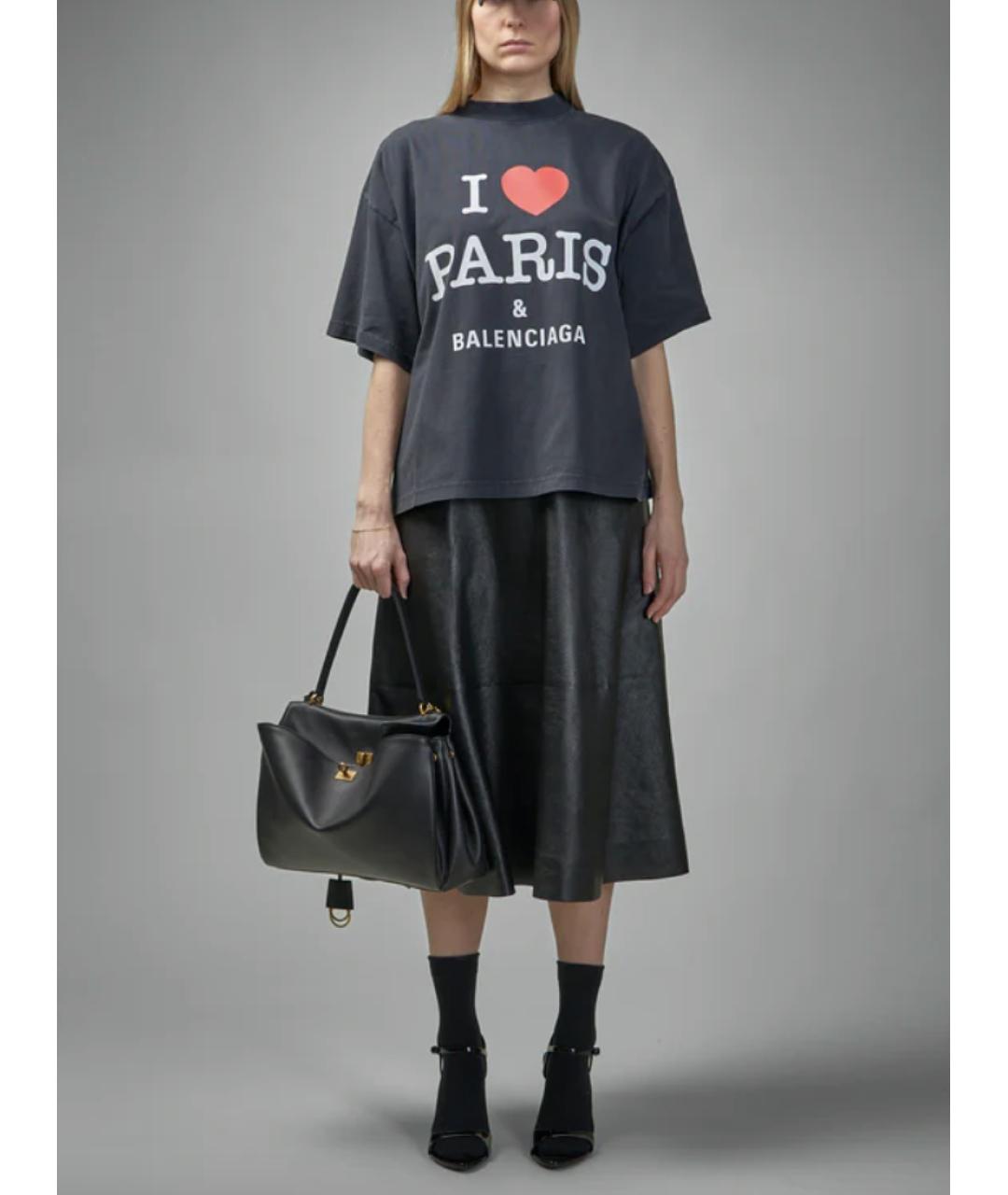 BALENCIAGA Черная хлопковая футболка, фото 3