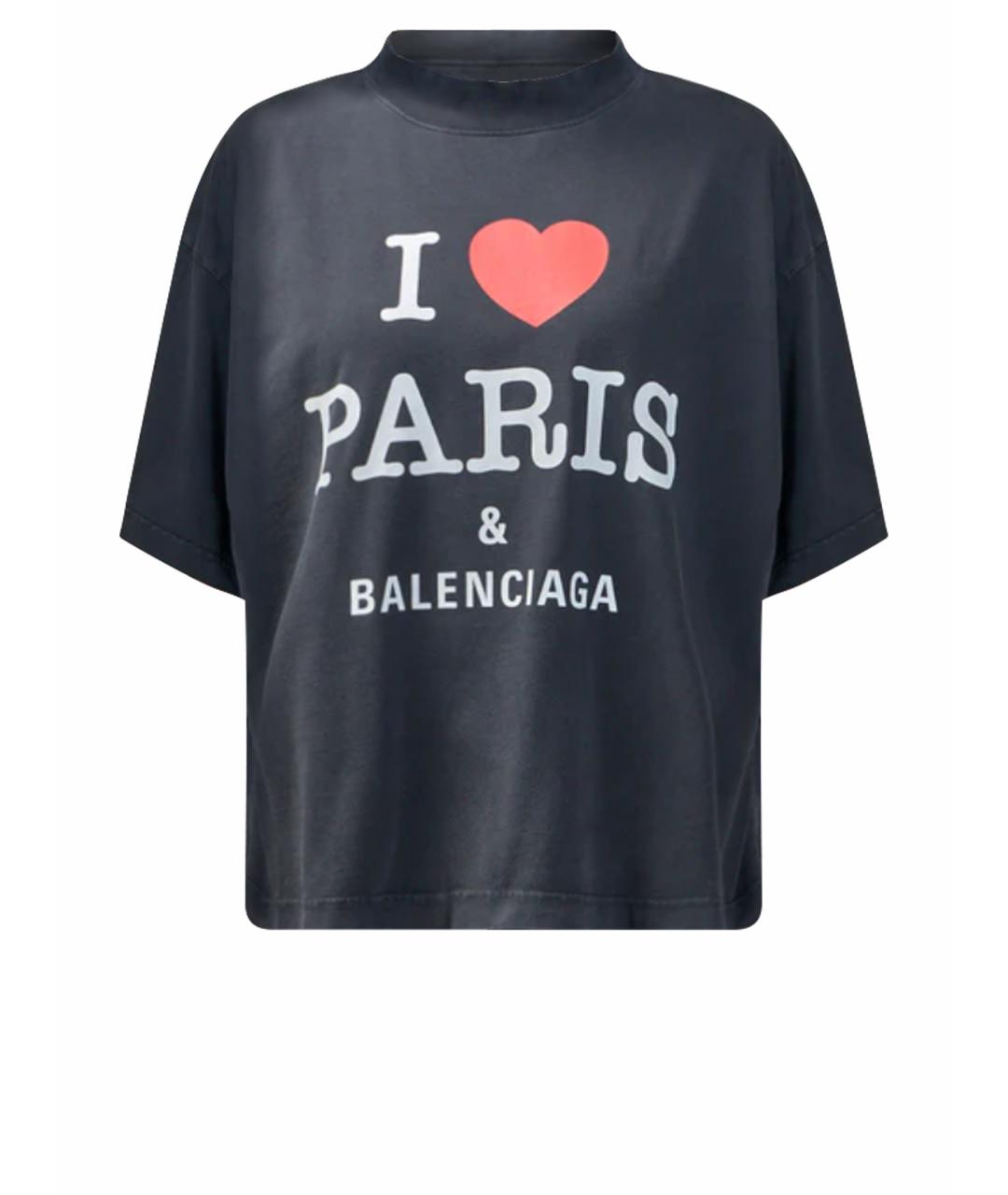 BALENCIAGA Черная хлопковая футболка, фото 1