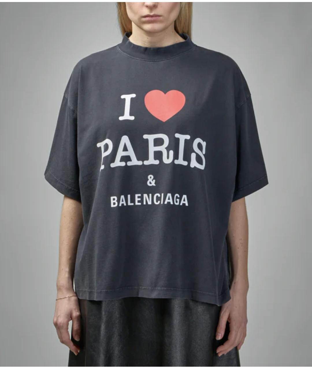 BALENCIAGA Черная хлопковая футболка, фото 4