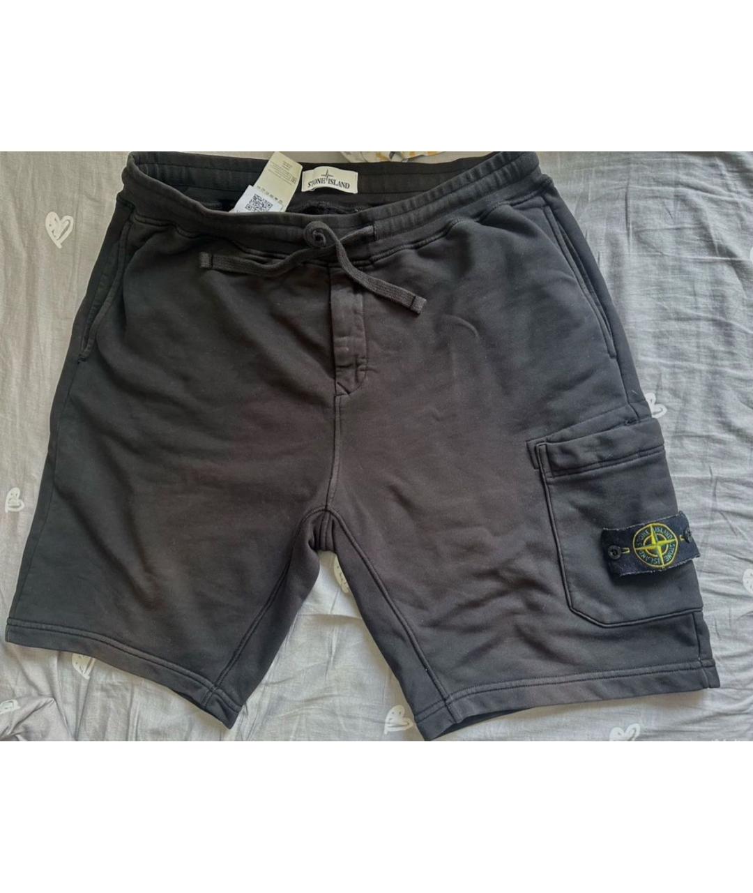 STONE ISLAND Черные хлопко-эластановые шорты, фото 5