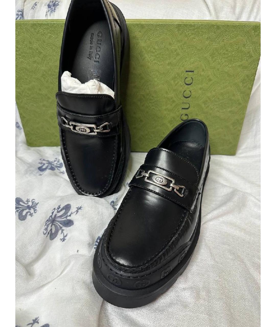 GUCCI Черные кожаные лоферы, фото 3