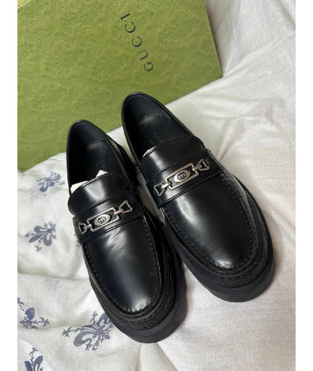 GUCCI Черные кожаные лоферы, фото 2