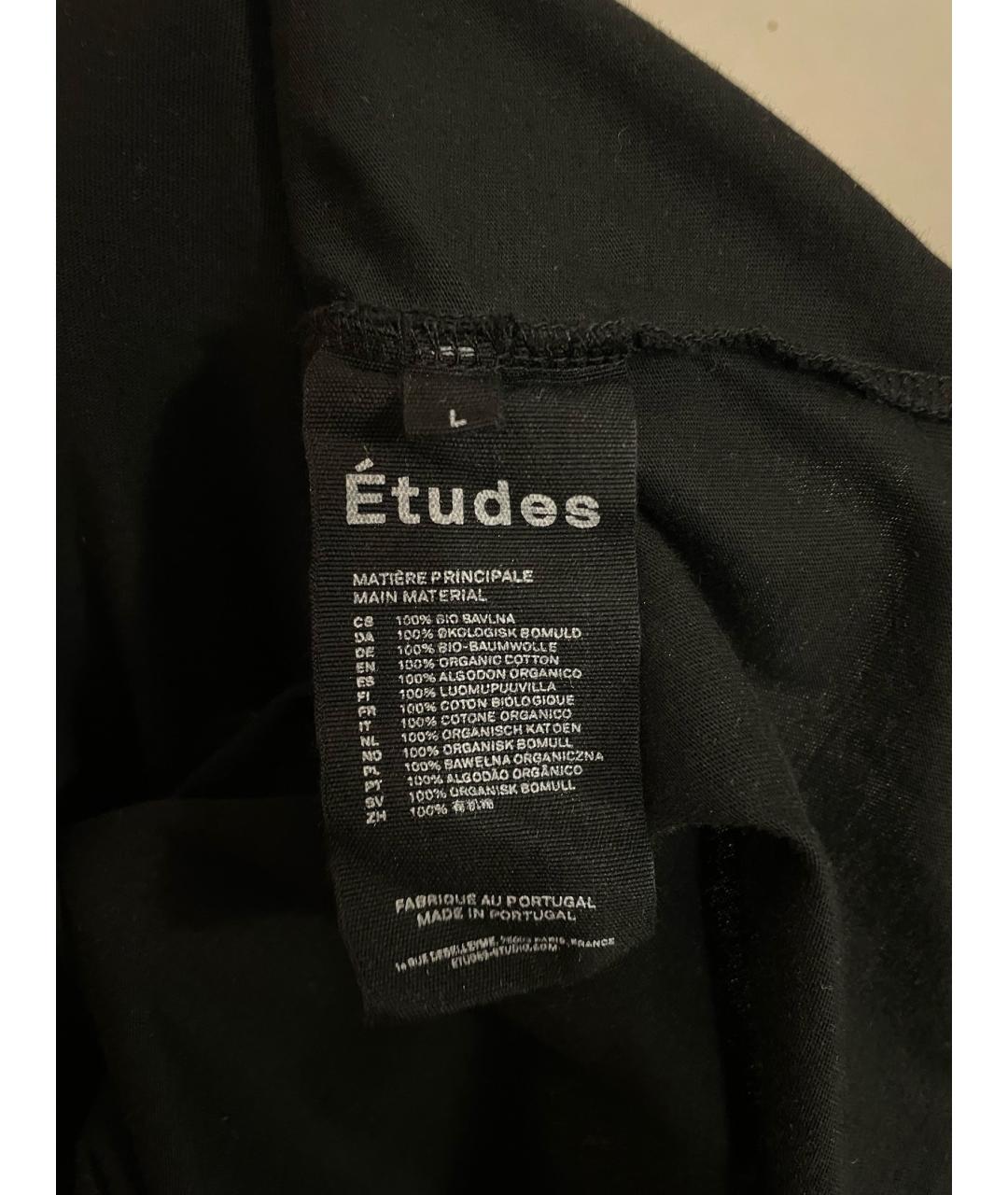 ETUDES Черная хлопковая футболка, фото 4