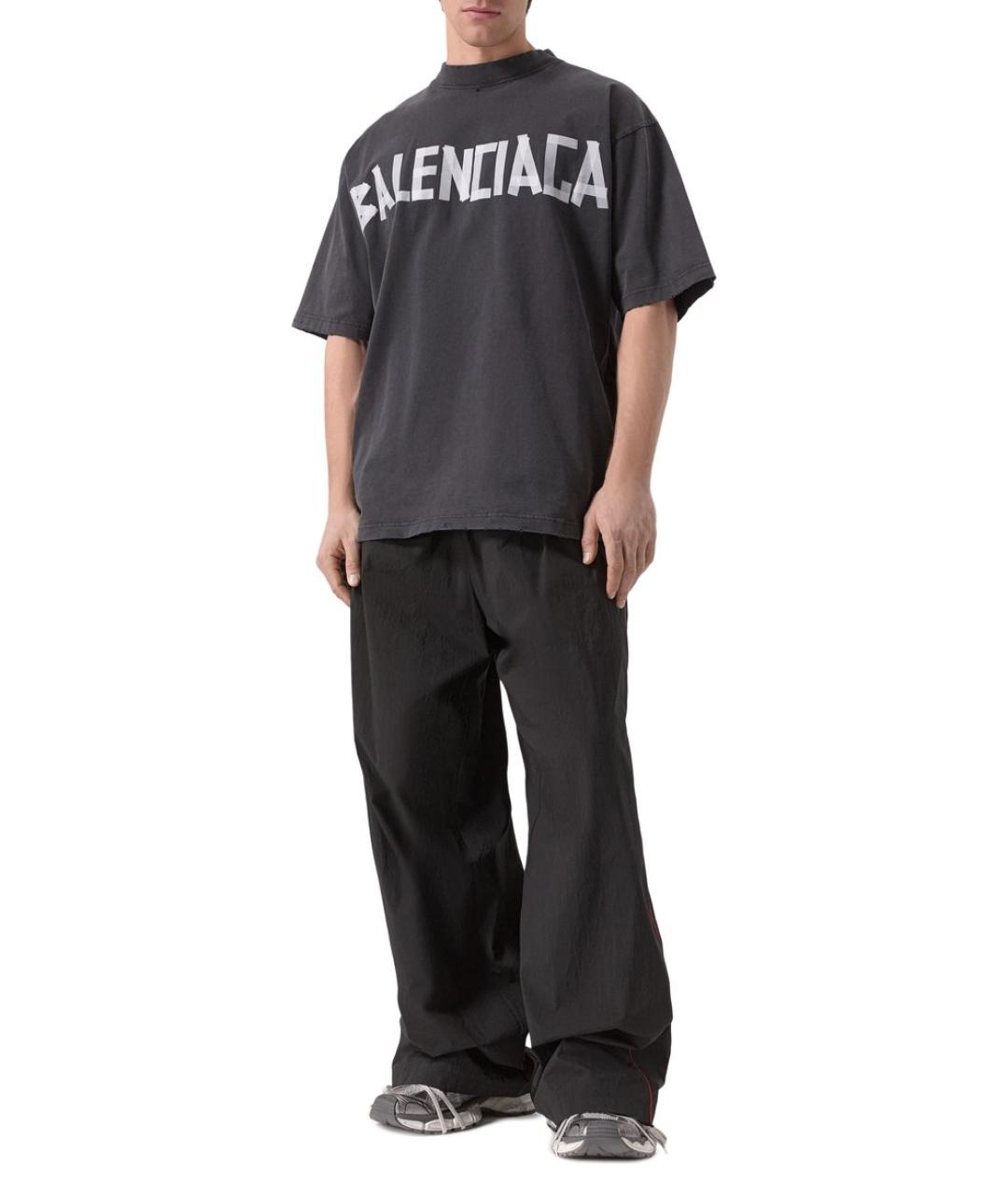 BALENCIAGA Серая хлопковая футболка, фото 4