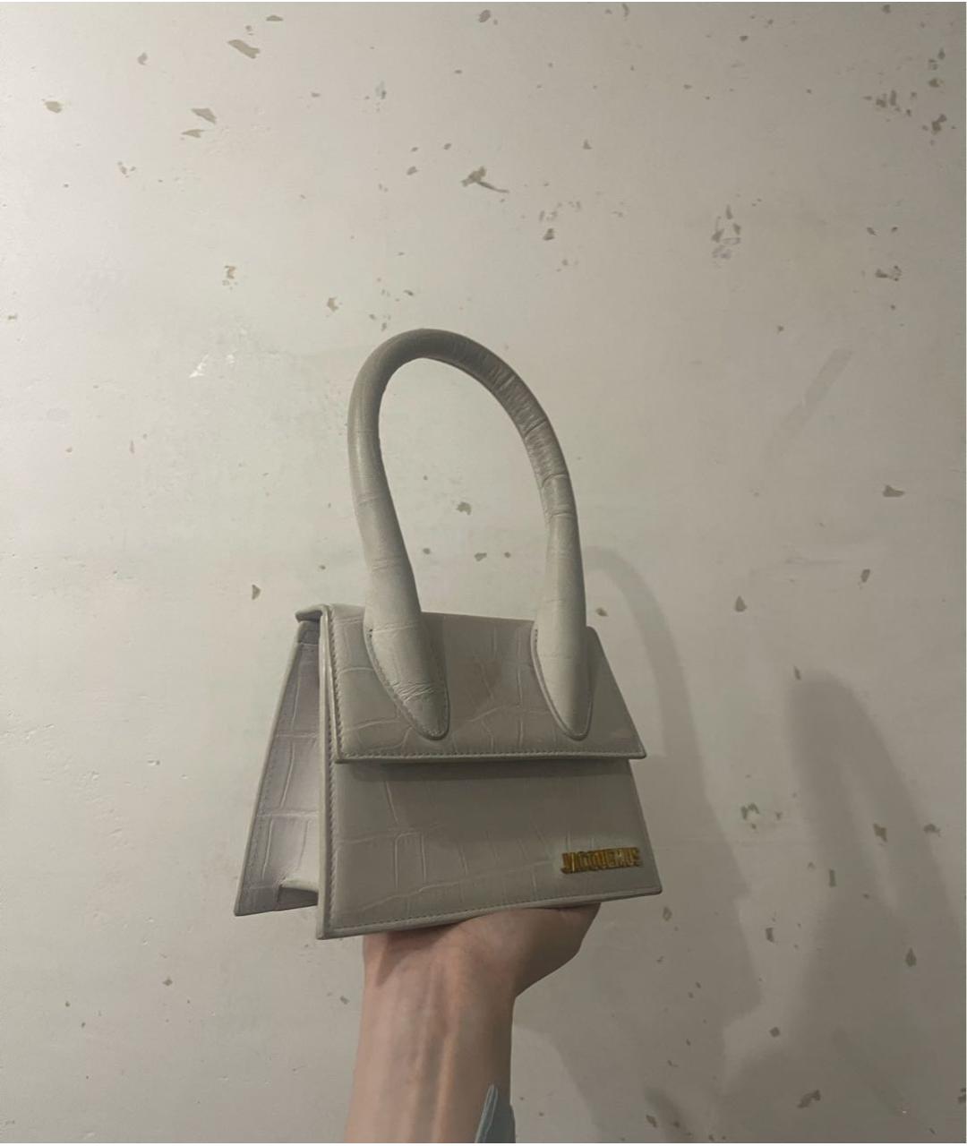 JACQUEMUS Белая кожаная сумка с короткими ручками, фото 2