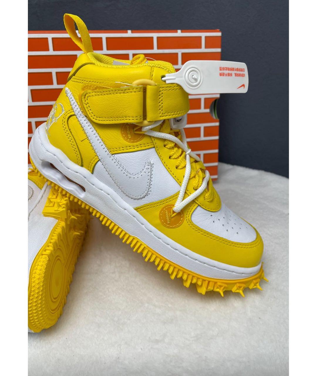 NIKE X OFF-WHITE Желтые кожаные высокие кроссовки / кеды, фото 9