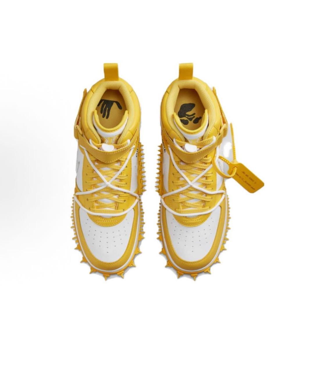 NIKE X OFF-WHITE Желтые кожаные высокие кроссовки / кеды, фото 2