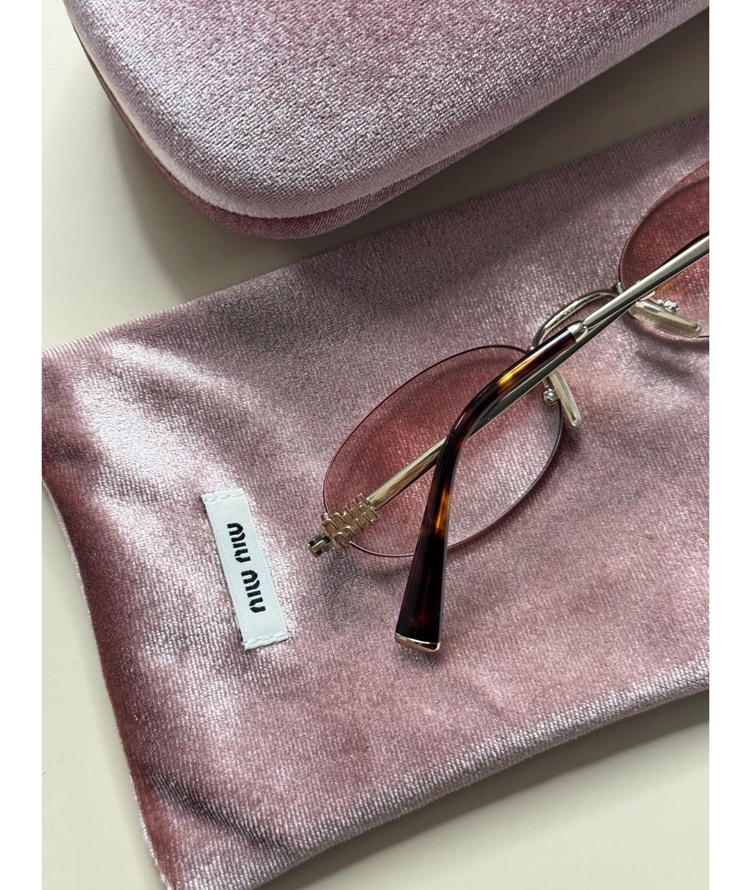 MIU MIU Розовые металлические солнцезащитные очки, фото 4