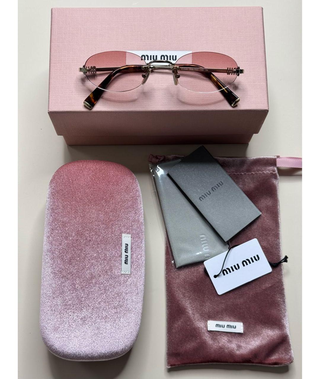 MIU MIU Розовые металлические солнцезащитные очки, фото 2