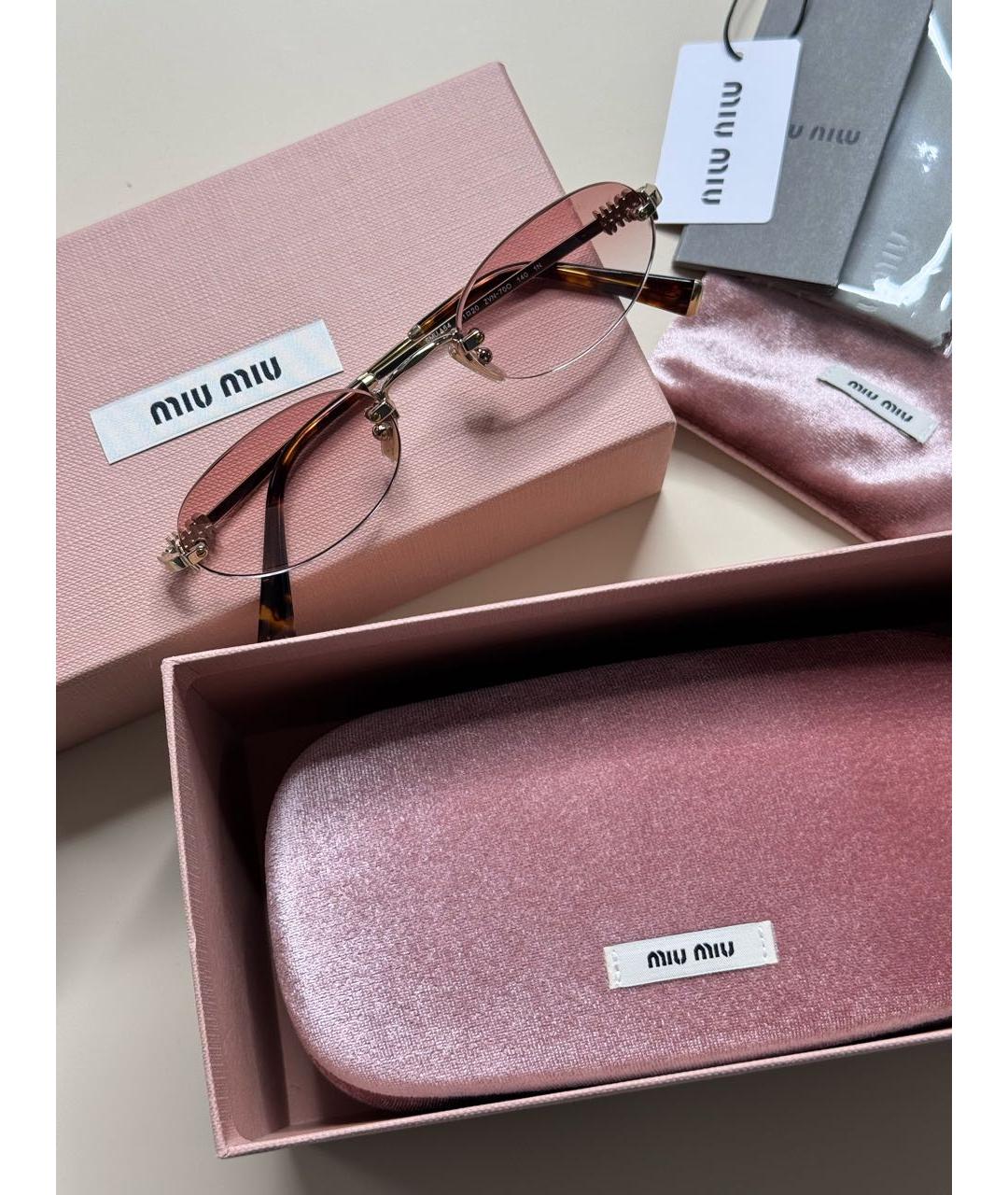 MIU MIU Розовые металлические солнцезащитные очки, фото 3