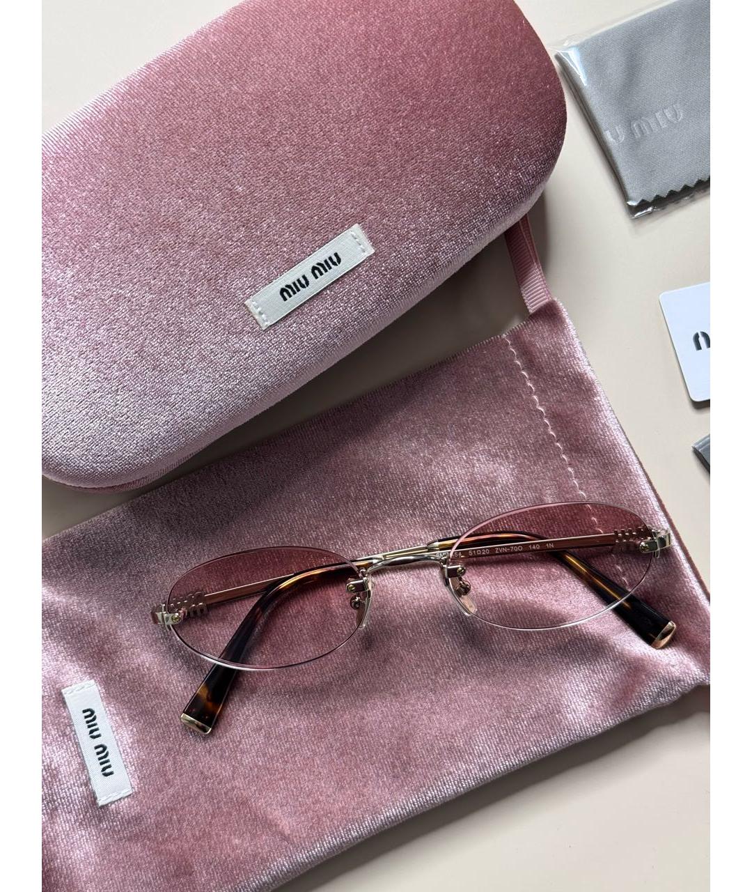 MIU MIU Розовые металлические солнцезащитные очки, фото 6