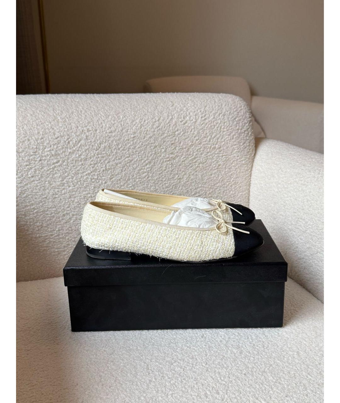 CHANEL Белые текстильные балетки, фото 9