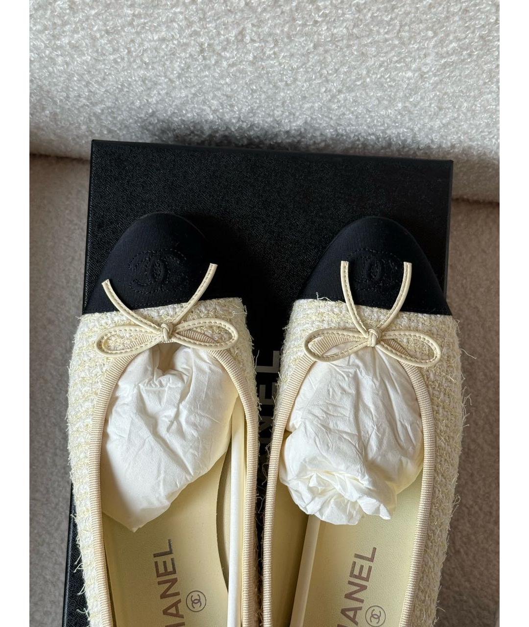 CHANEL Белые текстильные балетки, фото 3