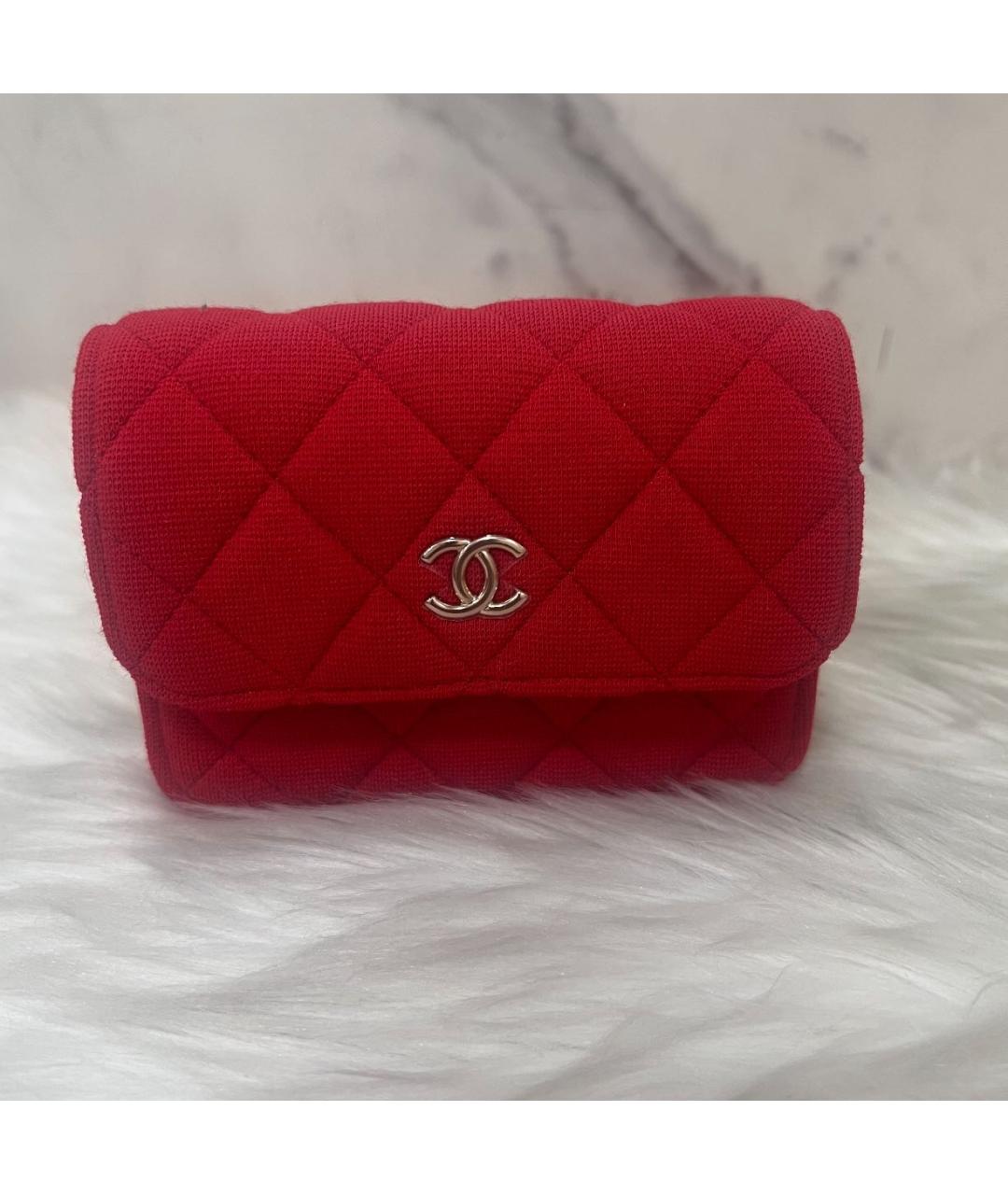 CHANEL Красная тканевая сумка через плечо, фото 8