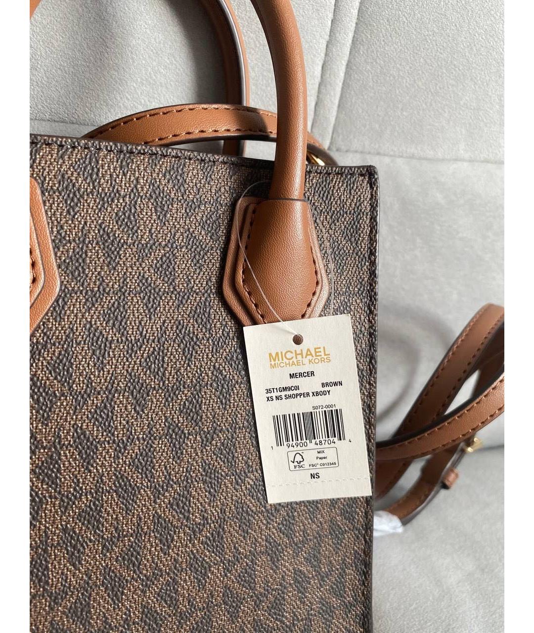 MICHAEL KORS Коричневая кожаная сумка через плечо, фото 5