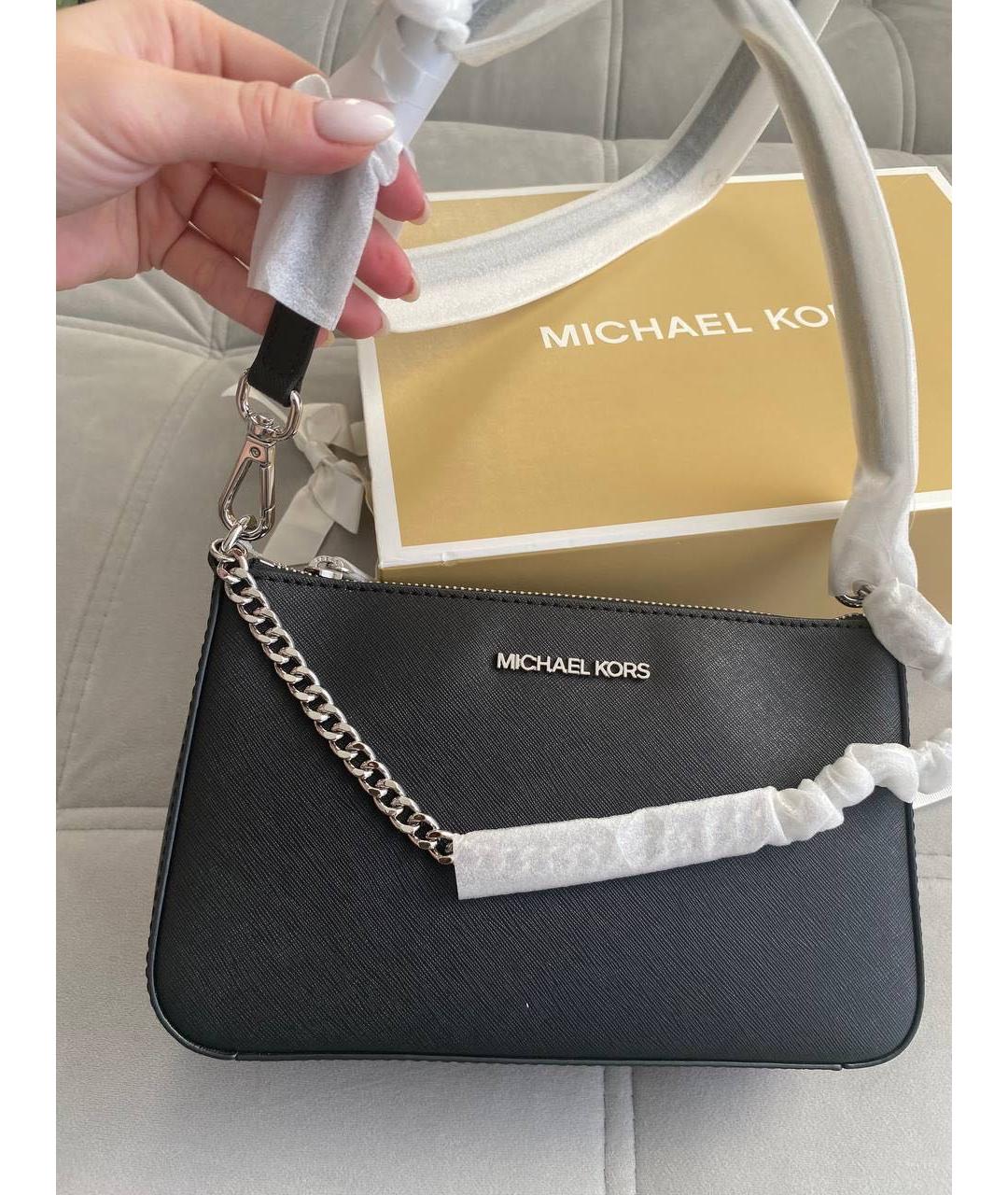 MICHAEL KORS Черная кожаная сумка через плечо, фото 2