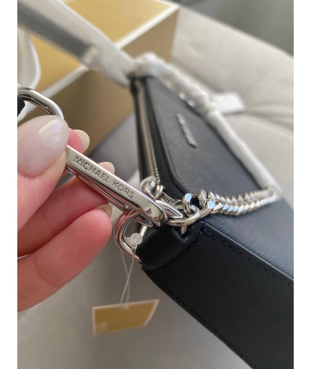 MICHAEL KORS Черная кожаная сумка через плечо, фото 4