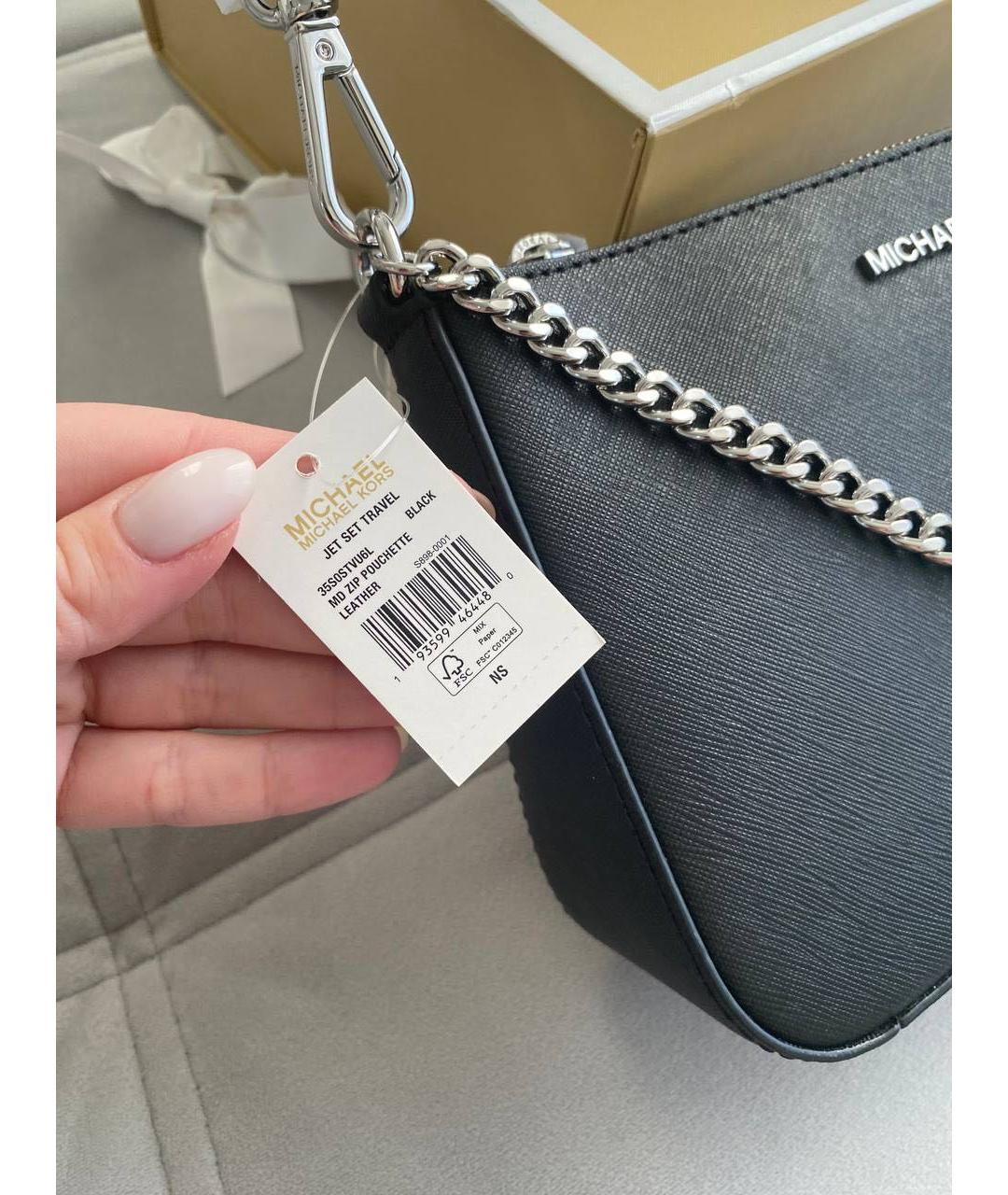 MICHAEL KORS Черная кожаная сумка через плечо, фото 6