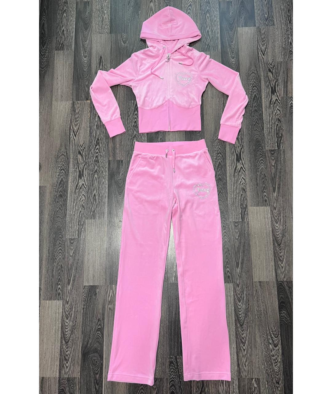 JUICY COUTURE Розовый велюровый костюм с брюками, фото 8