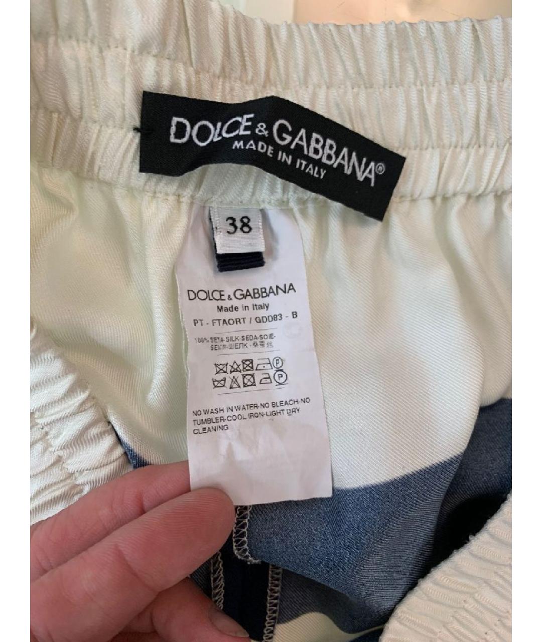 DOLCE&GABBANA Белые шелковые брюки широкие, фото 4