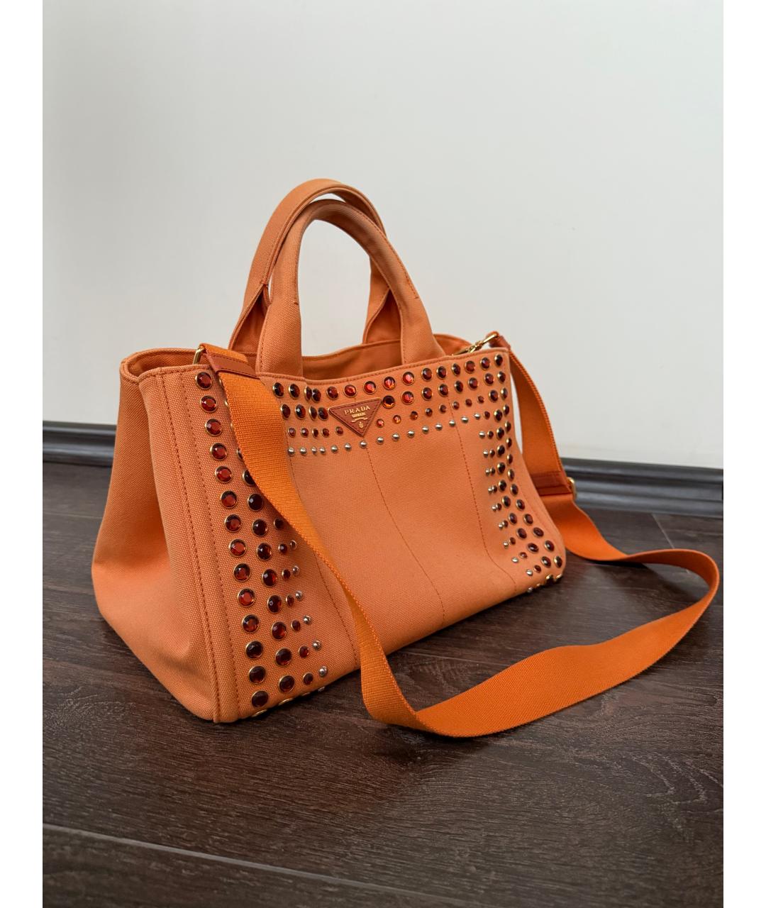 PRADA Оранжевая тканевая пляжная сумка, фото 2