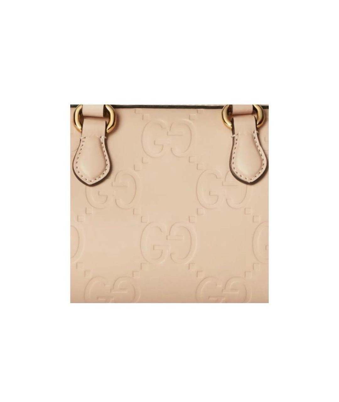 GUCCI Бежевая кожаная сумка с короткими ручками, фото 8
