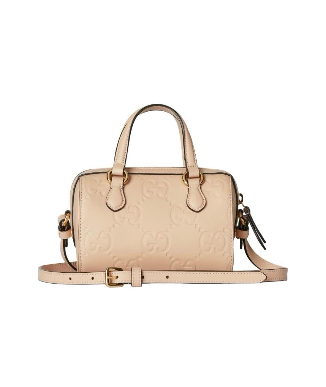 GUCCI Бежевая кожаная сумка с короткими ручками, фото 4