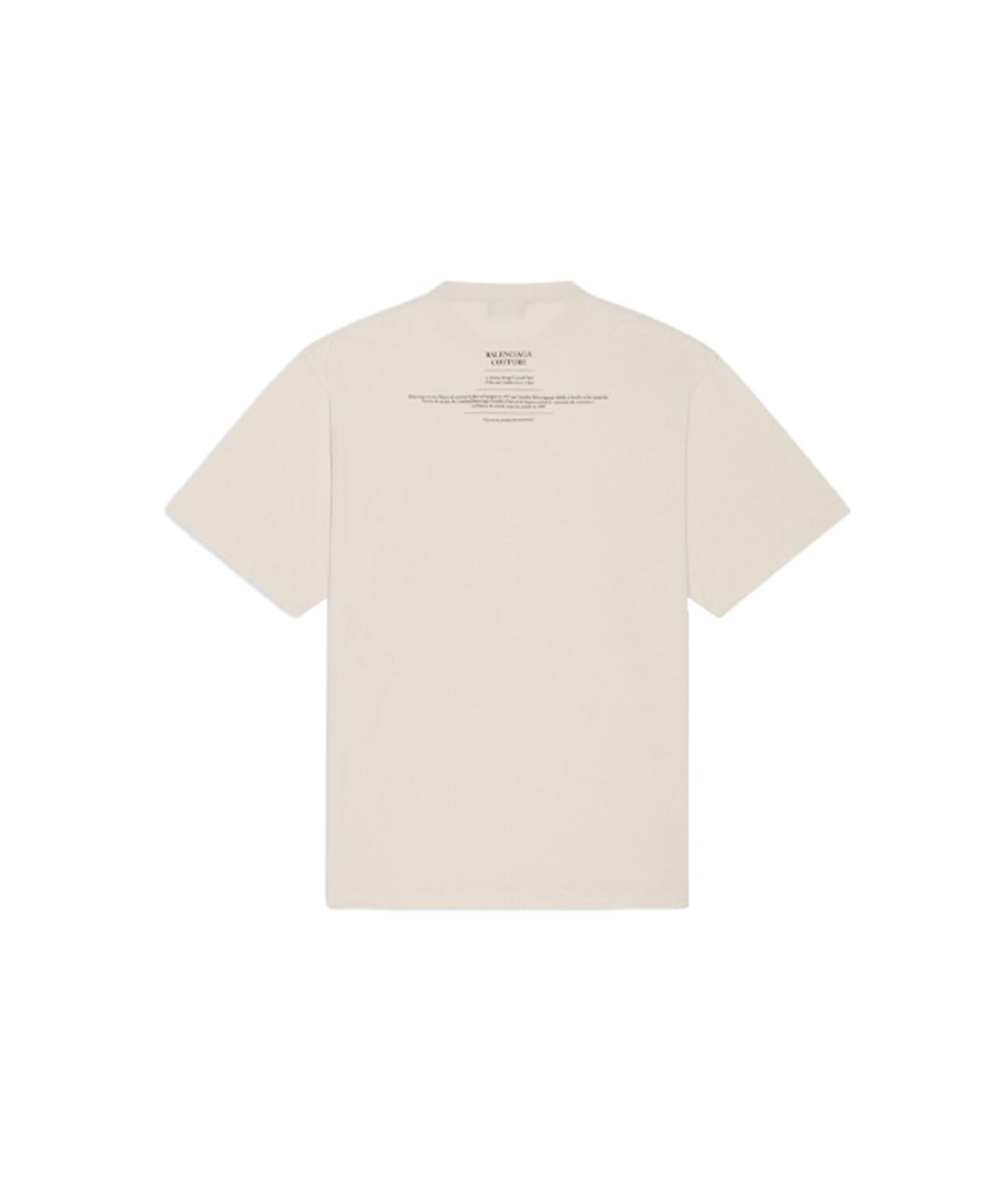 BALENCIAGA Бежевая хлопковая футболка, фото 2