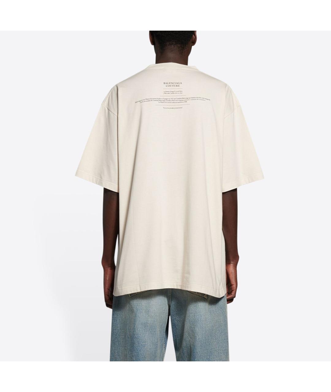 BALENCIAGA Бежевая хлопковая футболка, фото 3