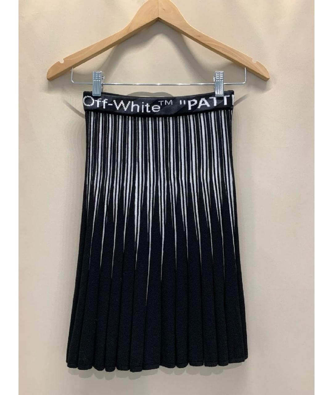 OFF-WHITE Черная вискозная юбка мини, фото 2