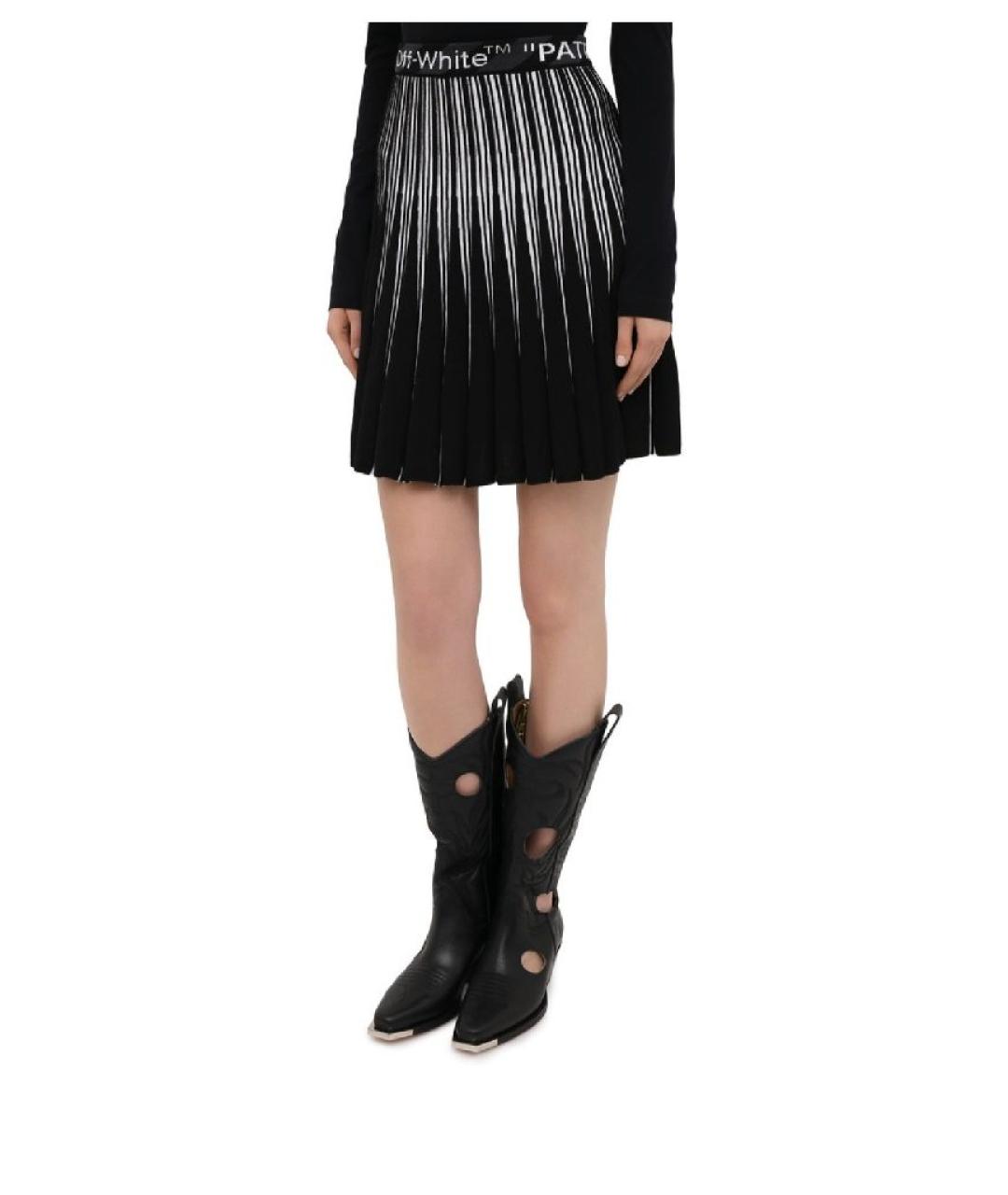 OFF-WHITE Черная вискозная юбка мини, фото 8