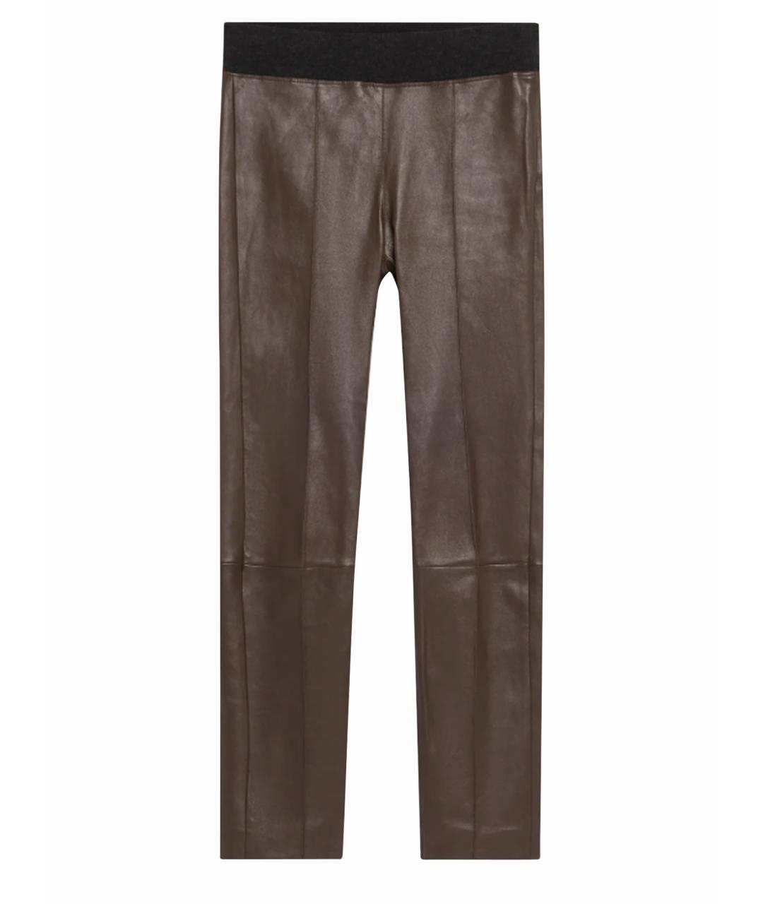BRUNELLO CUCINELLI Коричневые кожаные леггинсы и велосипедки, фото 1