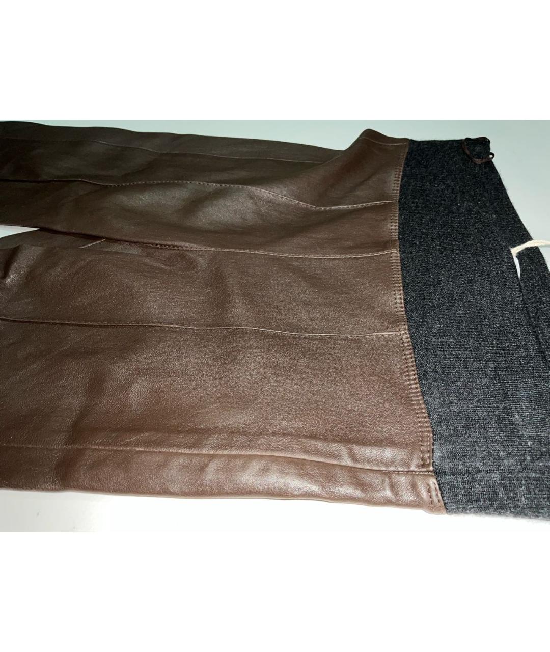 BRUNELLO CUCINELLI Коричневые кожаные леггинсы и велосипедки, фото 5