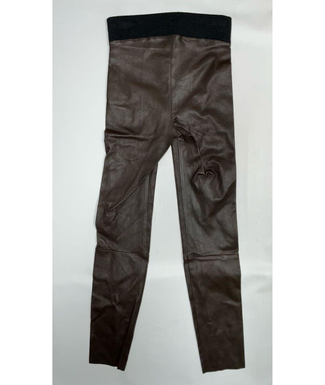 BRUNELLO CUCINELLI Коричневые кожаные леггинсы и велосипедки, фото 3