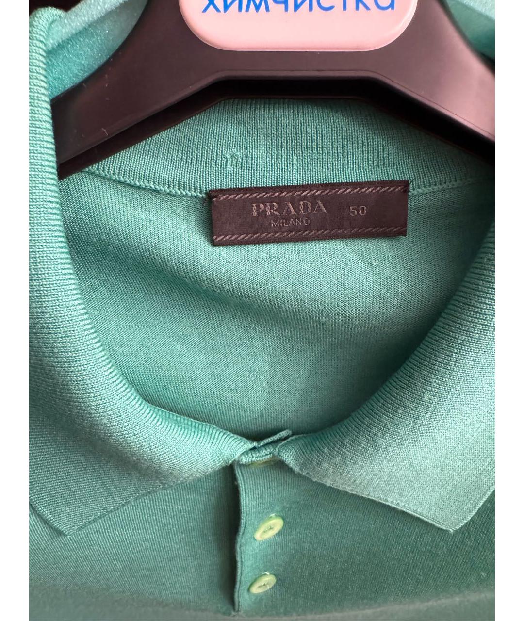 PRADA Бирюзовое хлопковое поло с длинным рукавом, фото 4