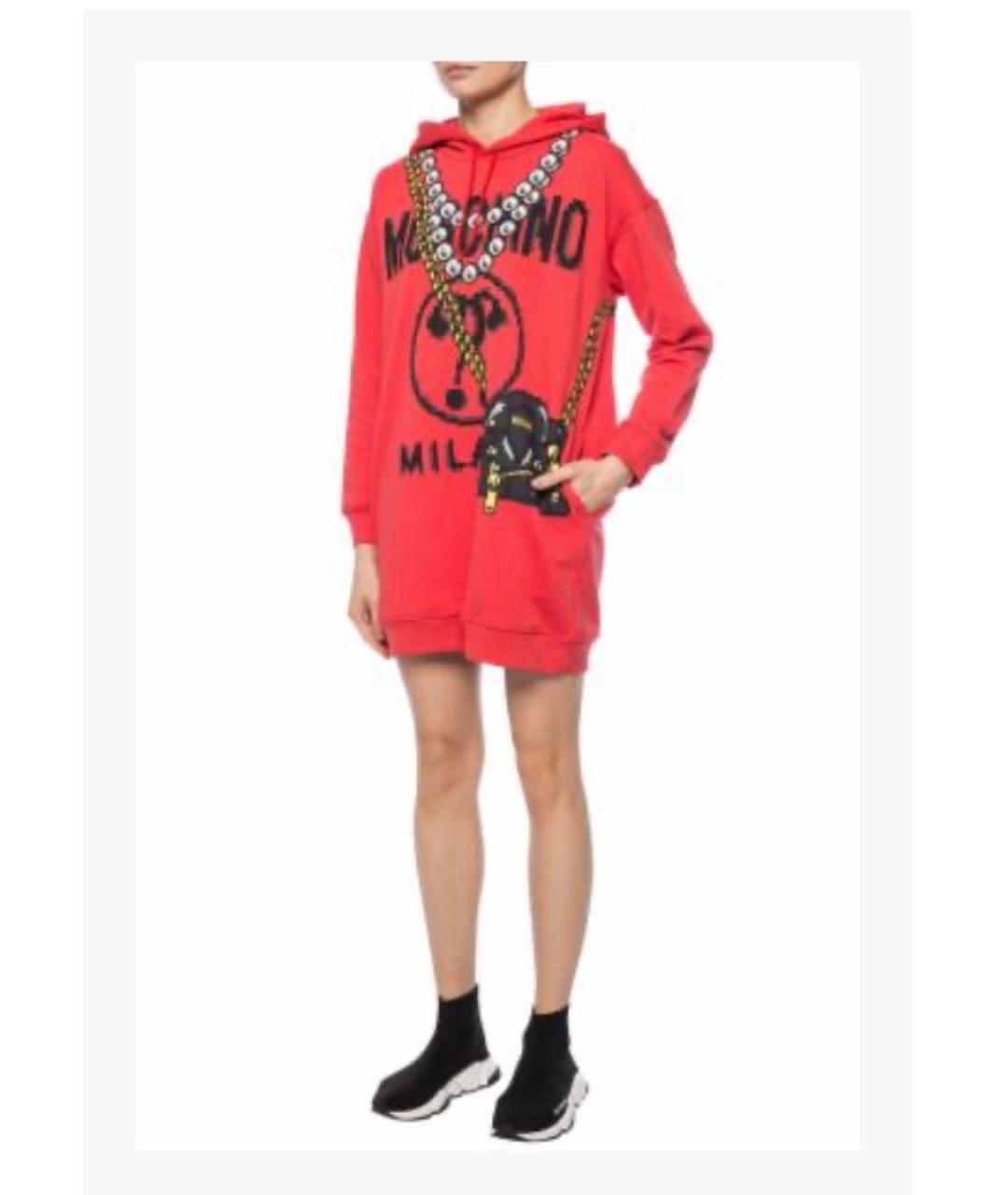 MOSCHINO Красное хлопковое повседневное платье, фото 4