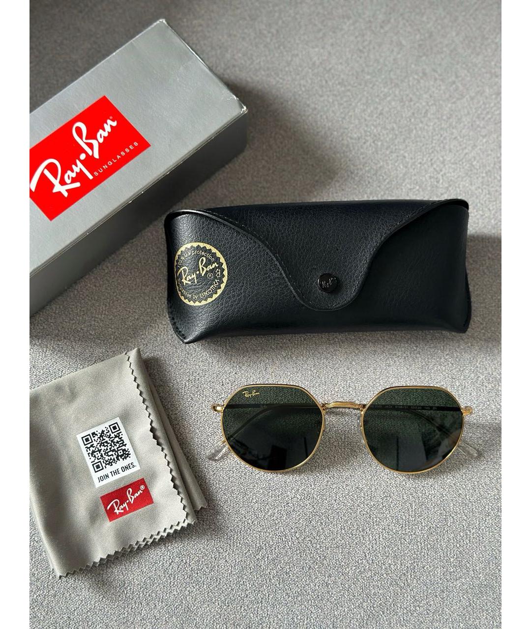 RAY BAN Зеленые металлические солнцезащитные очки, фото 2