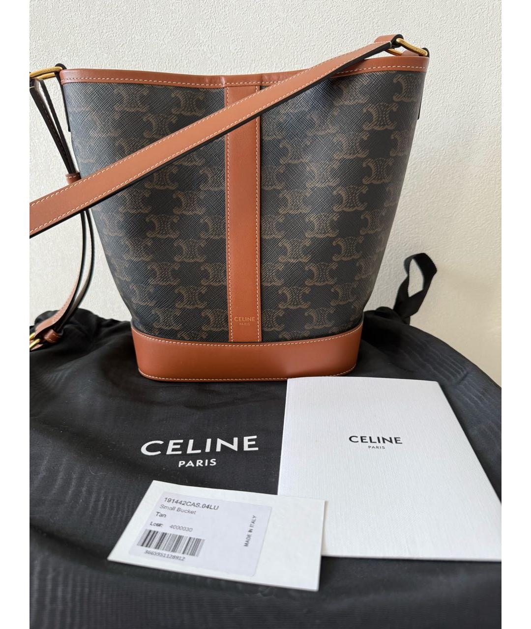 CELINE Коричневая кожаная сумка через плечо, фото 2