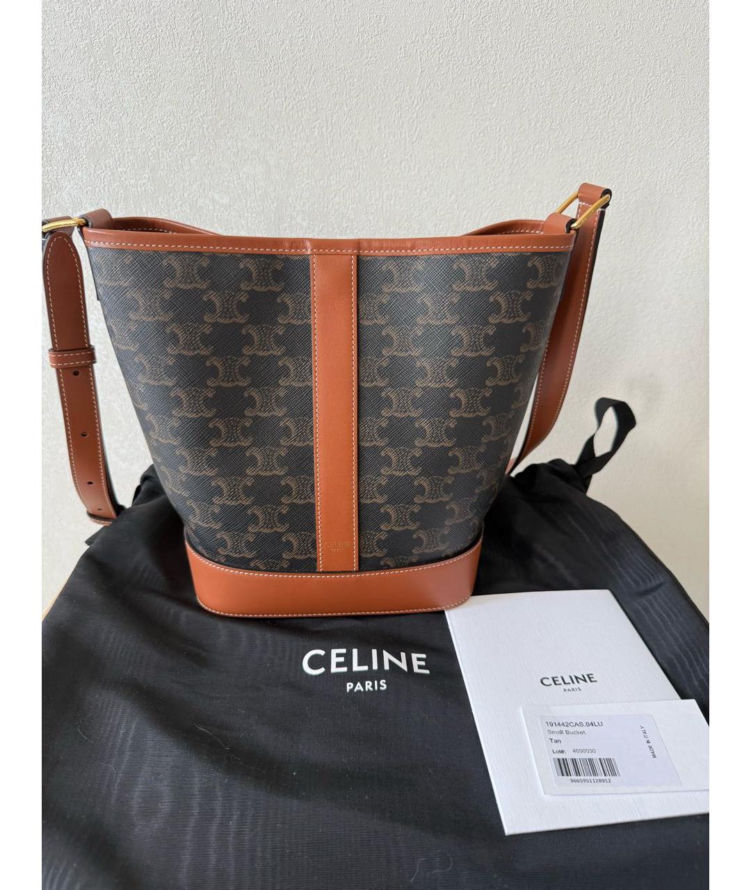 CELINE Коричневая кожаная сумка через плечо, фото 8