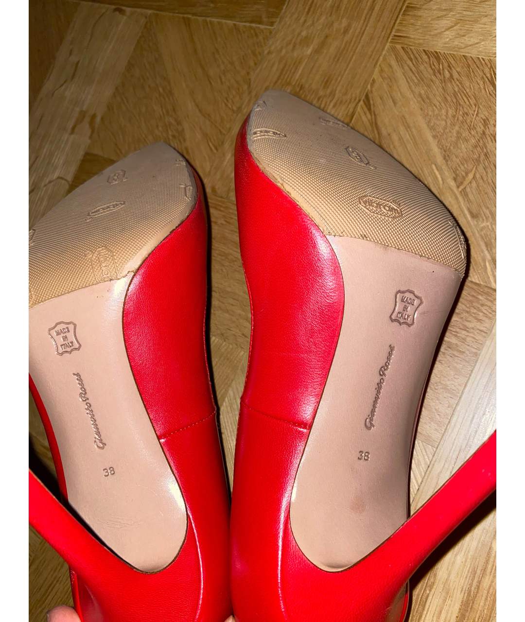 GIANVITO ROSSI Красные кожаные туфли, фото 5