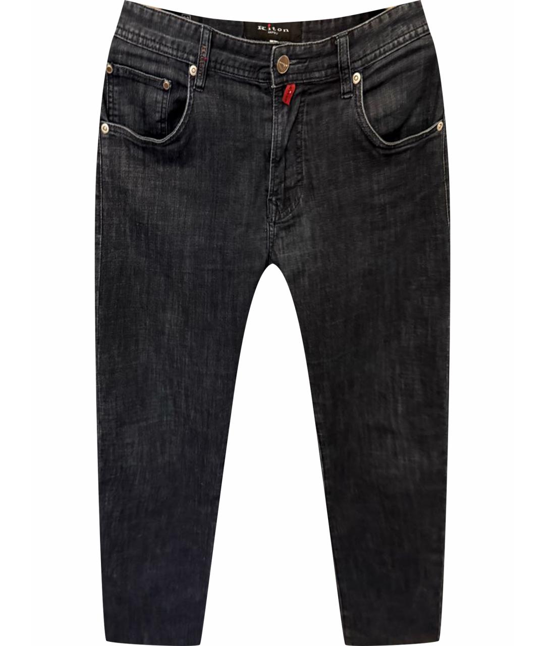 KITON Антрацитовые хлопковые прямые джинсы, фото 1